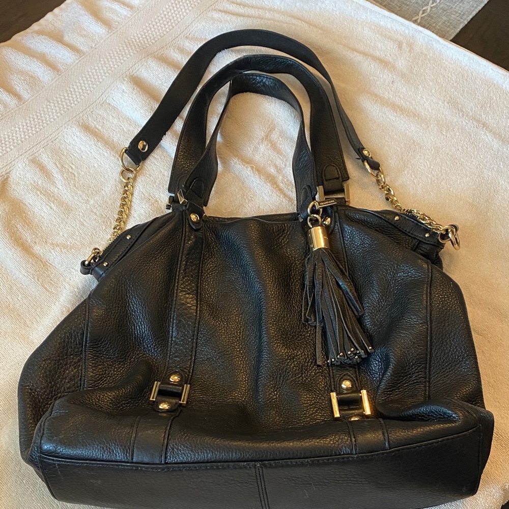 Elegant Black Leather Tote Bag